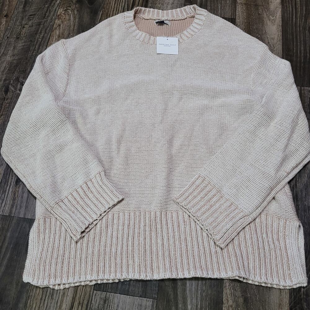 American Eagle Women's Knit oversized Size Medium Light Beige Sweater